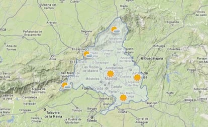 El mapa del tiempo para hoy.