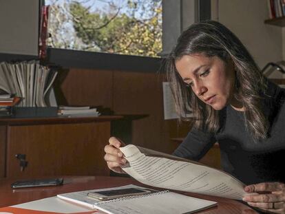 Inés Arrimadas, líder de Ciutadans, durant l'entrevista dijous al Parlament.