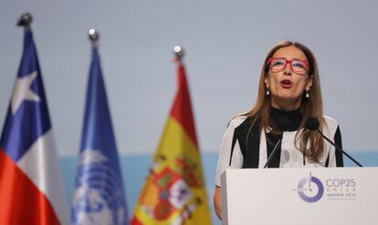 Carolina Schmidt, ministra de Medio Ambiente de Chile, durante su discurso inaugural de la COP25.