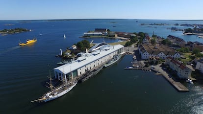 Vista aérea de Hyper Island, en la isla sueca de Stumholmen.