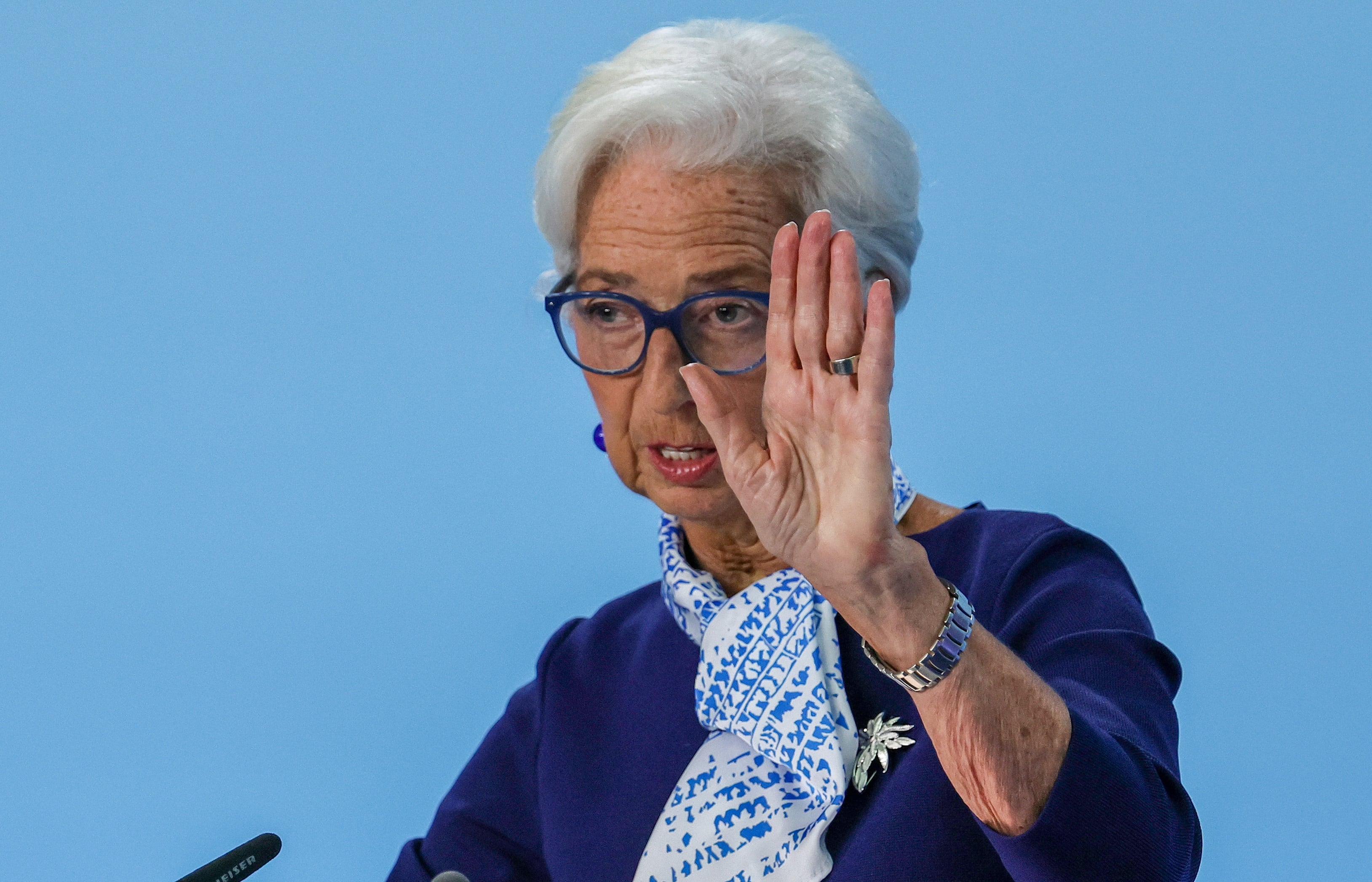 Christine Lagarde, presidenta del BCE, en rueda de prensa.  
