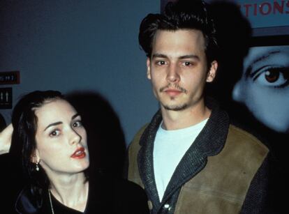 Los actores Johnny Depp y Winona Ryder en 1990, cuando mantenían una relación sentimental