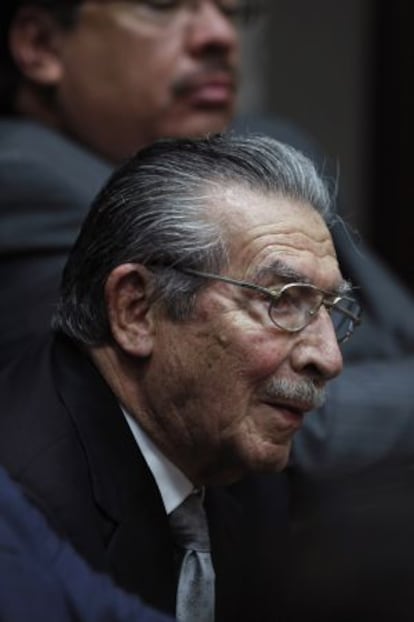 Ríos Montt sits in court on Tuesday.