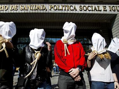 AIDS activists hold a protest outside the Health Ministry earlier this year.