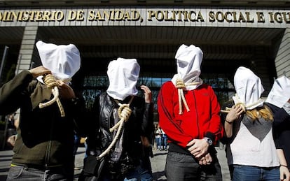 AIDS activists hold a protest outside the Health Ministry earlier this year.