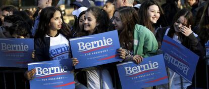 Partidarios de Bernie Sanders en Nueva York