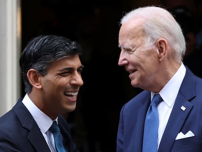 El primer ministro británico, Rishi Sunak, recibió el 10 de julio al presidente de Estados Unidos, Joe Biden, en Downing Street.