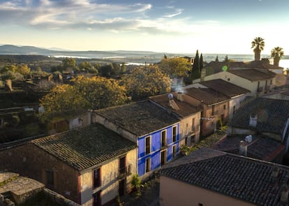 Vista área del pueblo de Granadilla, en Cáceres. |