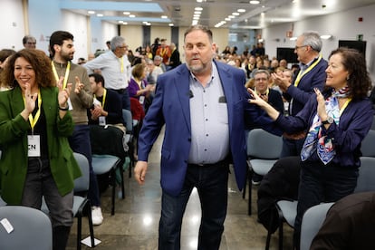 El presidente de ERC, Oriol Junqueras, el pasado sábado en el Consell Nacional de su partido.