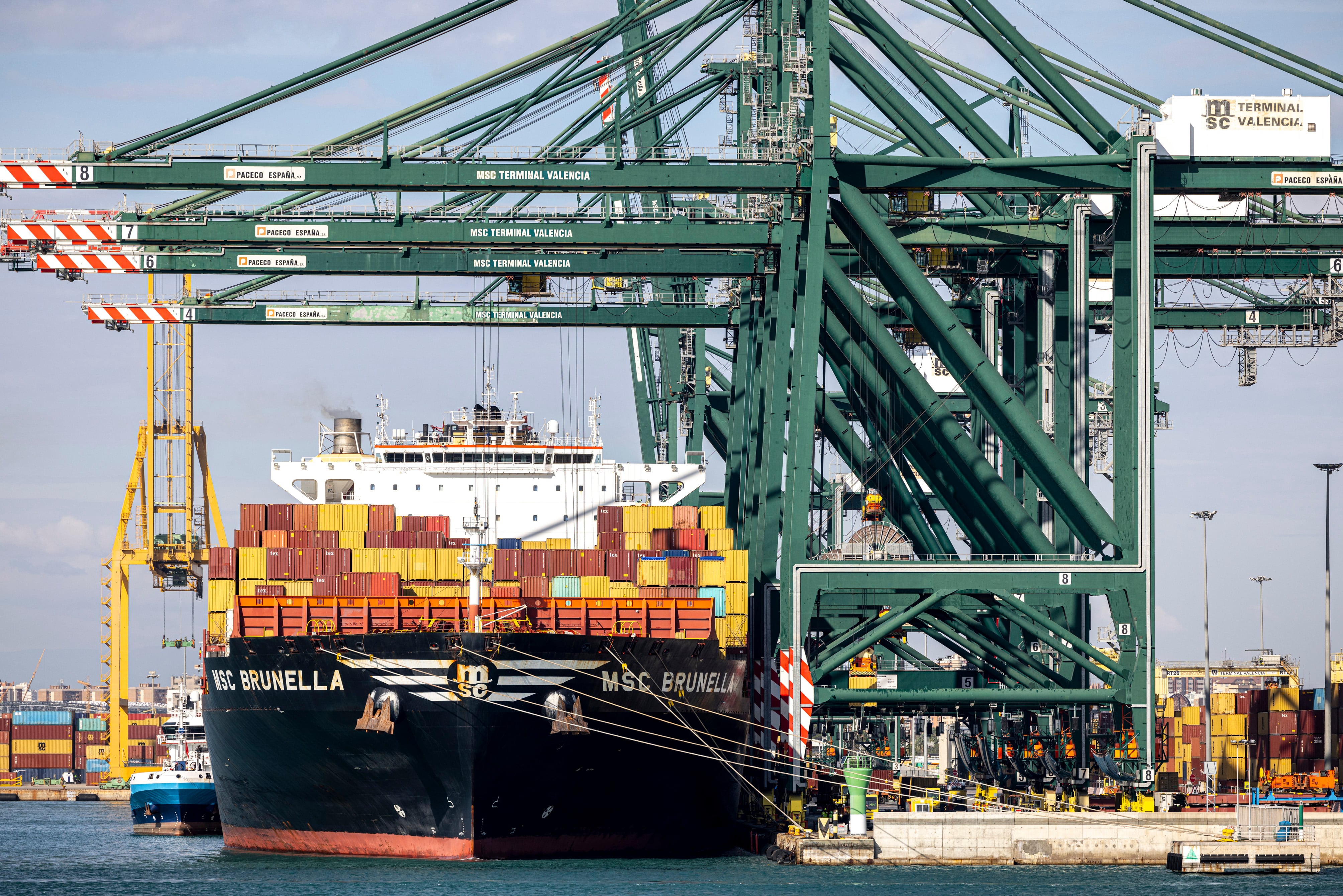 Grúas y contenedores en el Puerto de Valencia, en 2024.