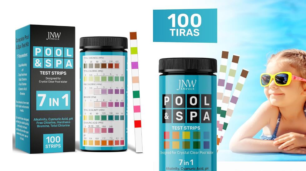 Set de 100 tiras de PH para la piscina: analizan el estado del agua en segundos.