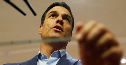 El líder del PSOE, Pedro Sánchez, aquest dijous.