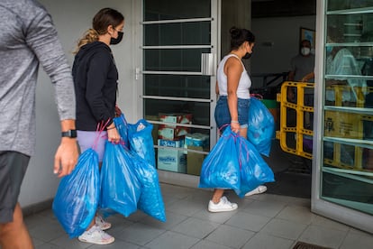 A sports center in Los Llanos de Aridane, which is proving food, clothes and psychological help for those affected by the eruption.