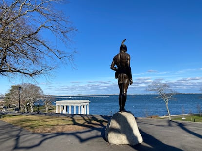 Osamequin statue, in Plymouth.