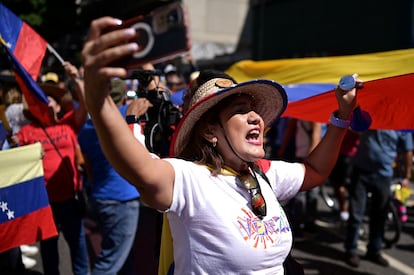 Manifestantes en Caracas, Venezuela, este jueves. 