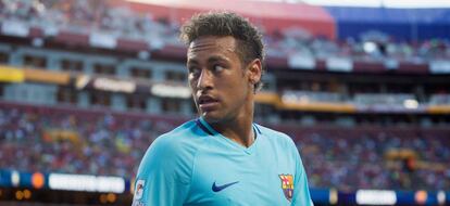 Neymar, durante el duelo ante el Manchester United.