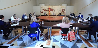 El presidente de la Generalitat, Quim Torra, encabeza la reunión del Consell Executiu, este martes.