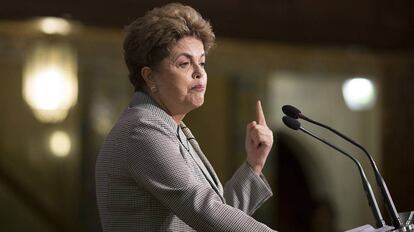 Dilma Rousseff, durante su intervenci&oacute;n en unas jornadas en Sevilla.