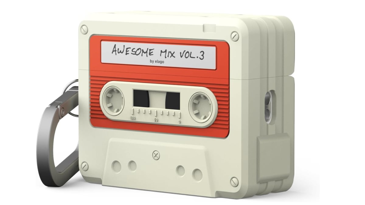 Funda retro con diseño de casete para albergar los AirPods Pro 3.