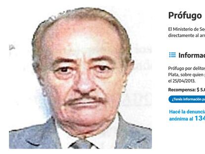 La ficha del prófugo Emilio Alberto Rimoldi Fraga en el programa Buscar.