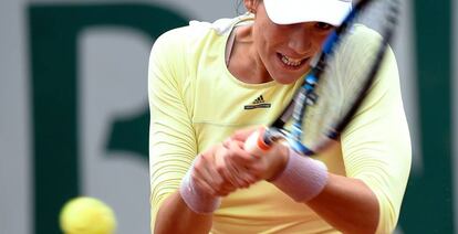 Muguruza, durante el partido ante Rogers.