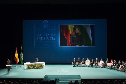 La presidenta de la Junta de Andalucía, Susana Díaz, en el discurso institucional.