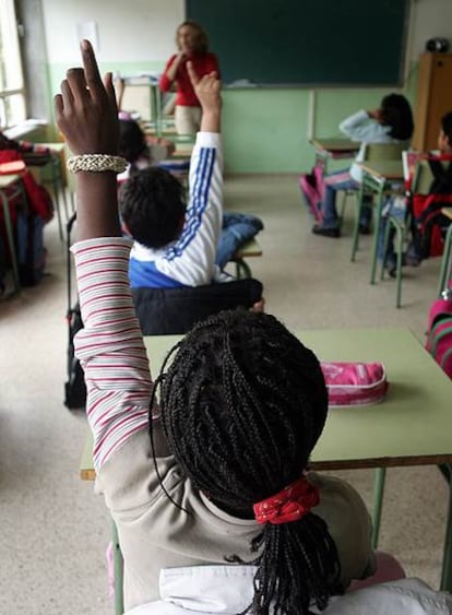 Alumnos de un colegio de Madrid con un alto porcentaje de inmigrantes.