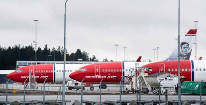 Aviones de Norwegian en el aeropuerto de Estocolmo.