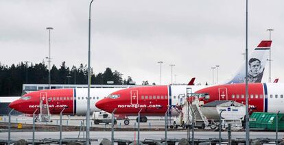 Aviones de Norwegian en el aeropuerto de Estocolmo. 