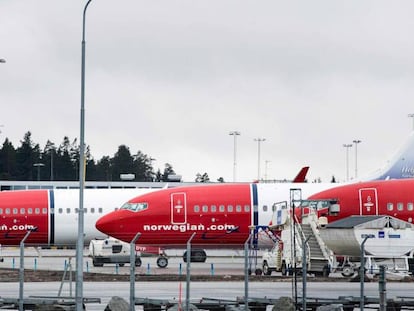 Aviones de Norwegian en el aeropuerto de Estocolmo. 