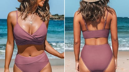 En la categoría de bañadores reductores, este bikini para mujer estiliza la silueta corporal y es muy favorecedor.