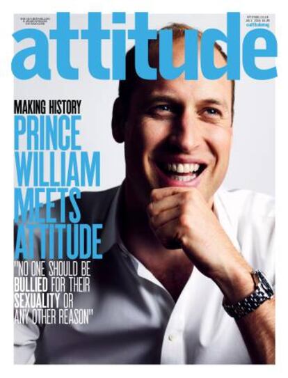 El príncipe Guillermo, en la portada de la revista 'Attitude', en junio de 2016.