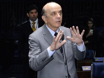 O senador Serra no Senado, no dia 3.