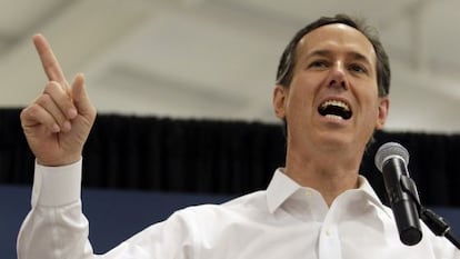 Santorum, el sábado, en un mitin en Misuri. 