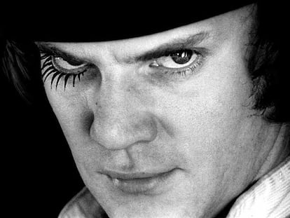 Malcom McDowell, en un fotograma de la película <i>La naranja mecánica,</i> de Stanley Kubrick.