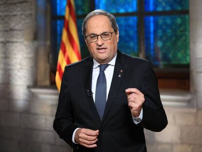 El president de la Generalitat, Quim Torra, en el missatge institucional amb motiu de la Diada.