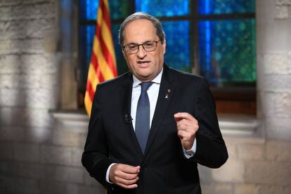 El president de la Generalitat, Quim Torra, en el missatge institucional amb motiu de la Diada.