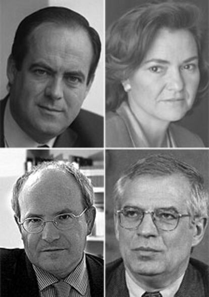 De arriba abajo y de izquierda a derecha, José Bono, Carmen Calvo, José Montilla y José Borrell.