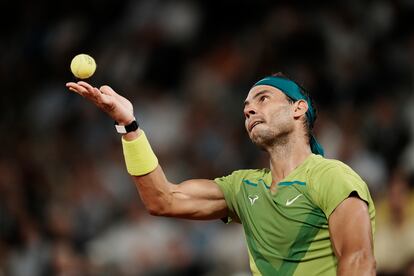 Rafael Nadal, durante el partido. El tenista tratará de lograr su decimocuarto título en París y el vigésimo segundo en un 'grand slam'.