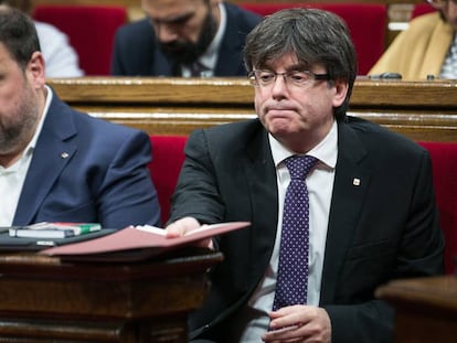 El vicepresidente Oriol Junqueras, junto al presidente Carles Puigdemont.