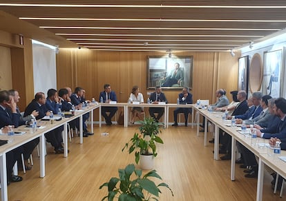 Representantes de las constructoras asociadas a Anci en la asamblea de la asociación celebrada esta mañana en Madrid.