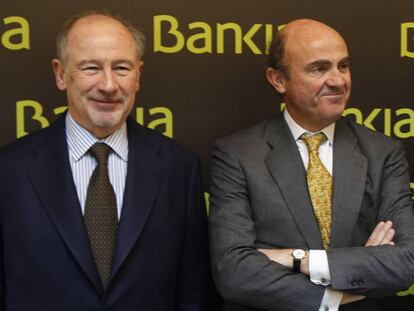 Rodrigo Rato y Luis De Guindos, en el Encuentro Financiero Internacional Bankia 2012. 