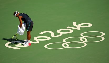 Rafael Nadal, en una sesión de entrenamiento en los Juegos Olímpicos de Río 2016, donde ganó la medalla de oro. 