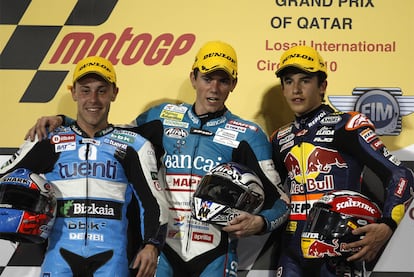 Nico Terol, Efrén Vázquez y Marc Márquez coparon el podio de Losail.