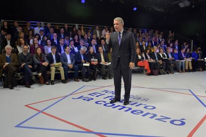 Iván Duque durante un evento de rendición de cuentas.