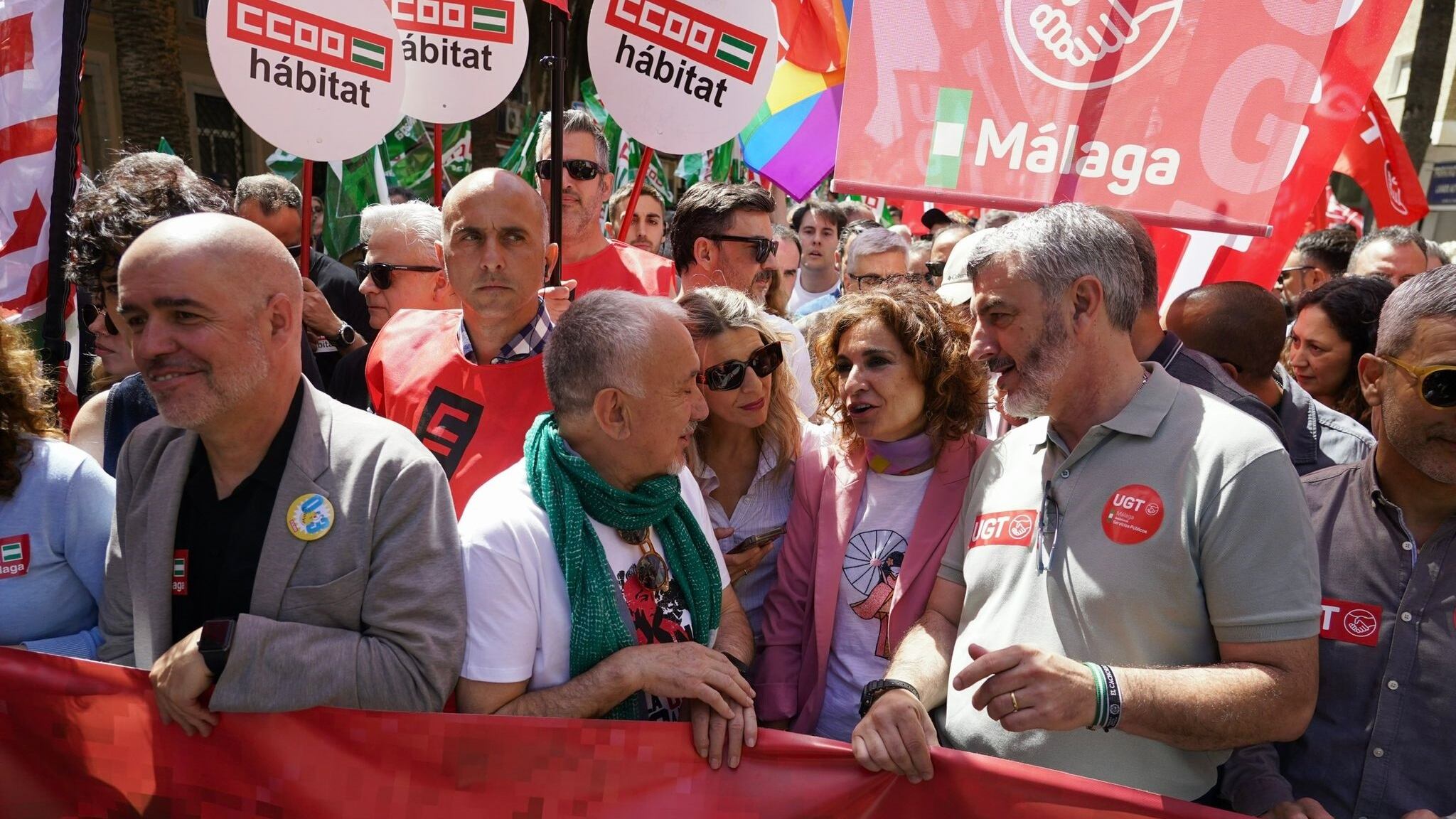 El PSOE y Por Andalucía cargan juntos contra la derecha en un Primero de Mayo en plena campaña