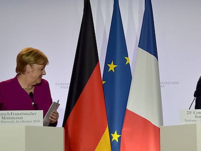 La canciller Angela Merkel y el presidente Emmanuel Macron, en Toulouse