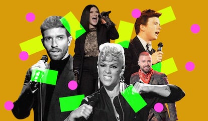 Pablo Alborán, Laura Pausini, Pink, Rick Astley, Justin Timberlake