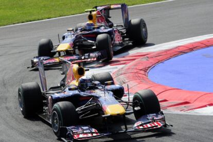 Vettel y Webber, ayer en Monza.