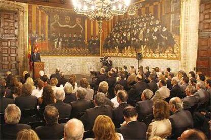 El presidente de la Generalitat, Francisco Camps, ayer, en su discurso institucional del 9 d&#39;Octubre.